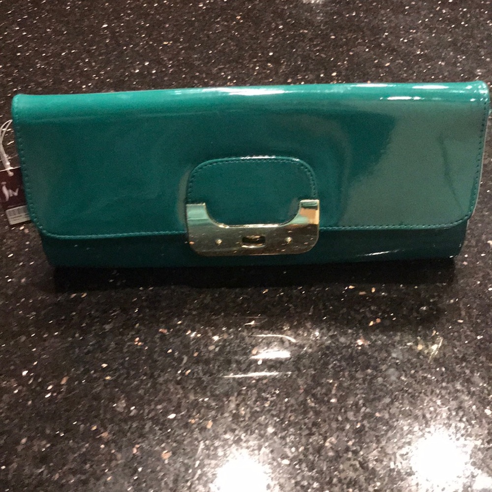 Teal blue clutch